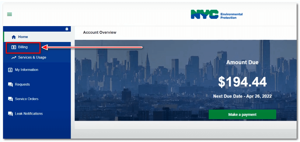 Enrolling in autopay program by the NYC DEP portal