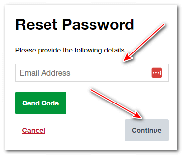 sending code to reset the My DEP account password