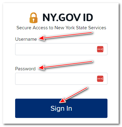 NY.gov sign in process to upload the documentation for LIHWAP