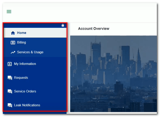 Viewing the billing section on DEP account to check the water bill pay history