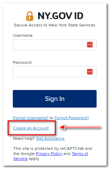 Creating the NY.gov ID account to apply for LIHWAP