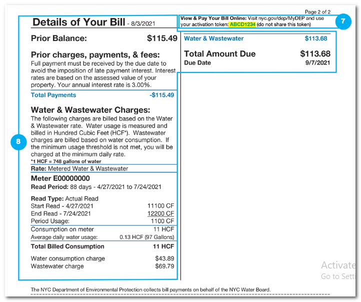 understand the NYC water bill for how charges are applied